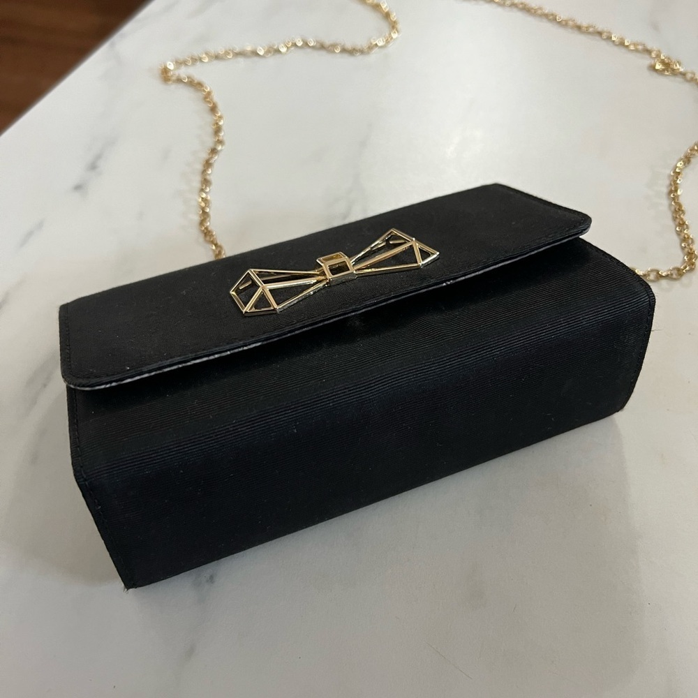 Ted Baker Black Gold Geometric Bow Clutch Bag - Picture 9 of 13